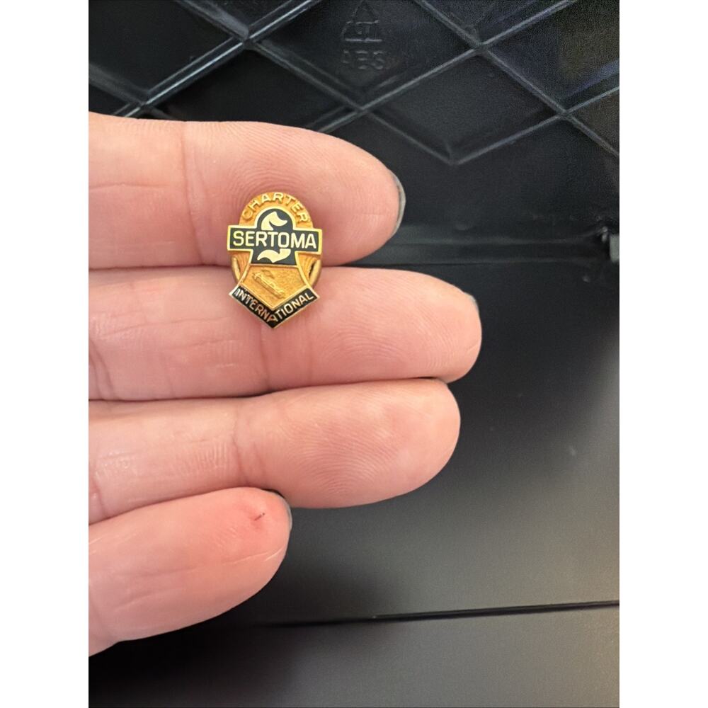 Sertoma International Charter Lapel Pin Gold Tone Screw Back
